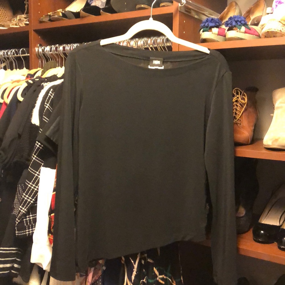 Versace Black Long Sleeve Slink Bottom Angle Top